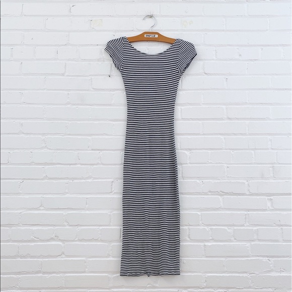 Zara White Black Striped Ribbed Midi 